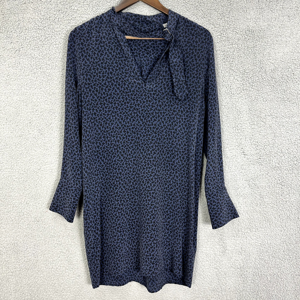 Equipment Femme Cadence Shift Dress Women Small Blue Geometric Silk Long Sleeve
